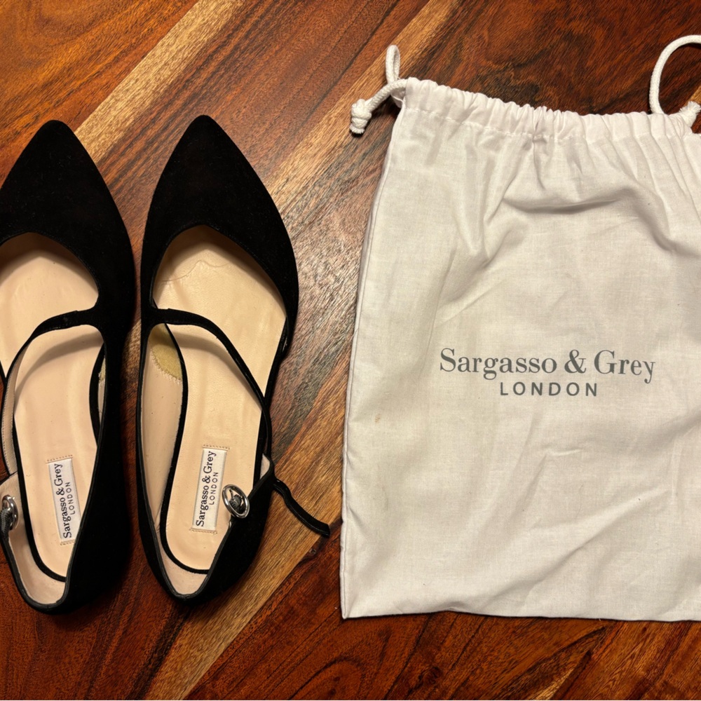 Wide Black Suede Flats